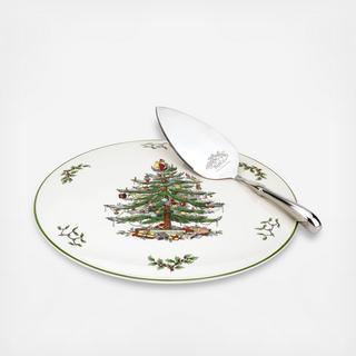 Christmas Tree Cake Plate & Server Set