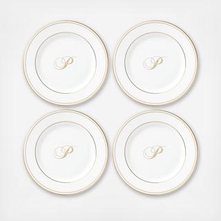 Federal Gold Script Tidbit Plate, Set of 4