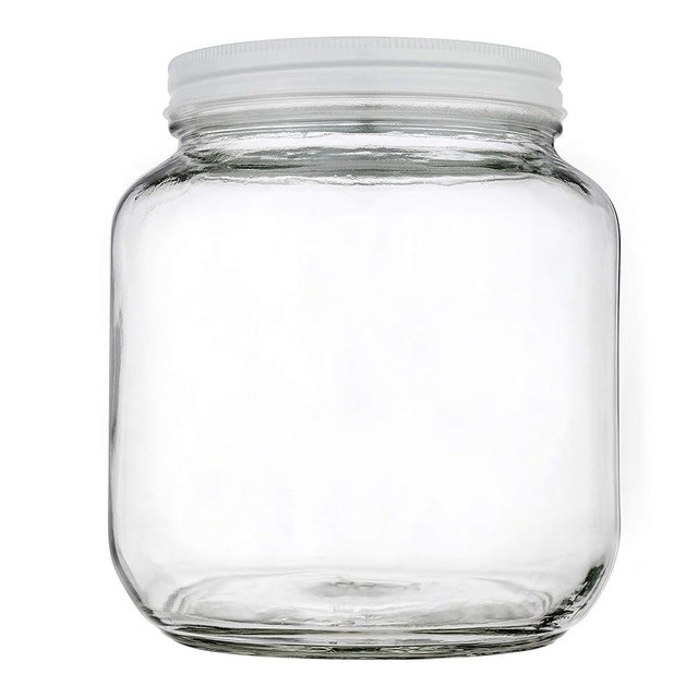 Half Gallon Glass Large Mason Jar Wide Mouth with Airtight Metal Lid - 1/2 Gallon (64oz) Capacity - Pickling, Storing and Canning- BPA-Free Dishwasher Safe- By Kitchentoolz - Made in USA
