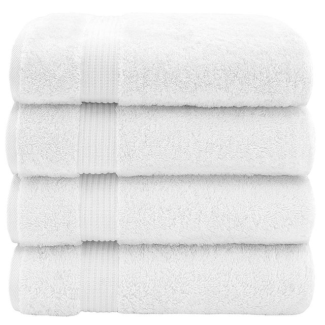 American Veteran Towel, Bath Towel Sets for Bathroom, 4 Piece 27 inch 54 inch, 100% Turkish Cotton Large Bath Towels, Soft Absorbent Towels, White