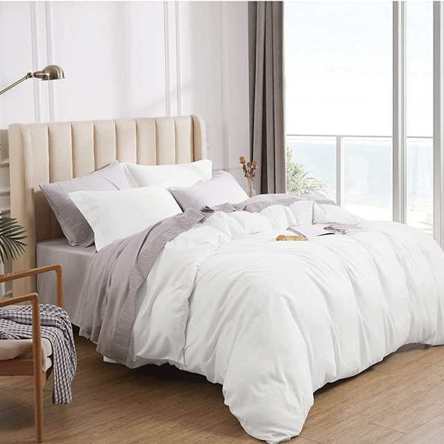 Bedsure White Duvet Cover California King Size - Soft Brushed Microfiber 3 Pieces with Zipper Closure, 1 Duvet Cover 104x98 inches and 2 Pillow Shams