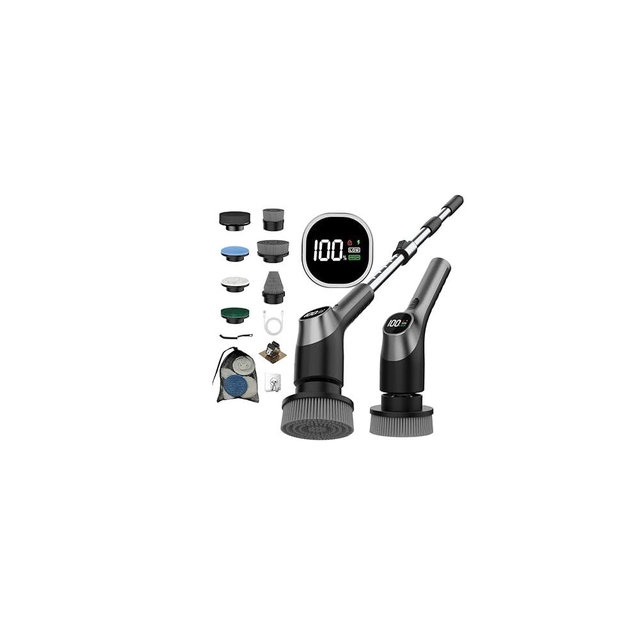 WKY-G3-Electric Spin Scrubber - Upgraded 10-in-1 IPX7 Waterproof Shower Cleaner Brush, Retractable Handle & 2-Speed for Toilet, Bathroom, Bathtub, Tile Floors Black