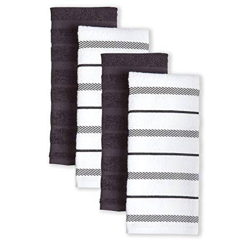 KitchenAid Albany Kitchen Towel Set, Set of 4, Black