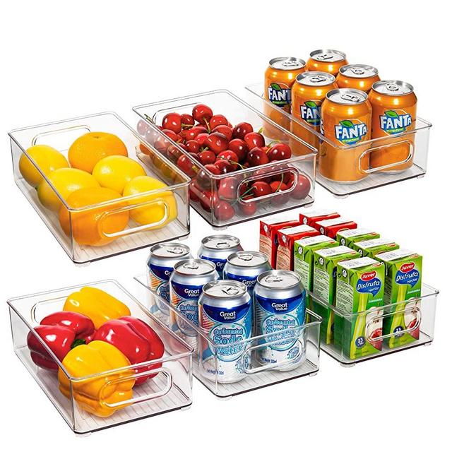Ecowaare Plastic Storage Organizer Bins, 6 Pack Clear Stackablec Food Storage Bins for Pantry,Refrigerator, Freezer,Cabinet,Kitchen Organization and Storage, BPA Free, 10'' Long
