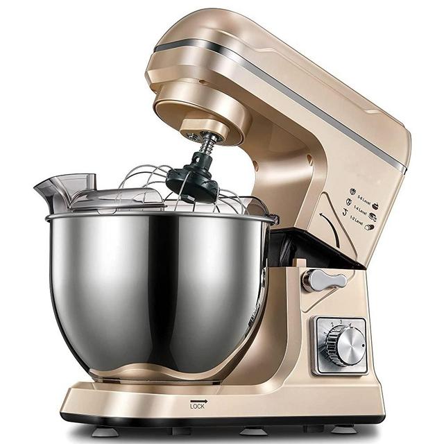 kealife Stand Mixer, 5.5QT 6+P Speed Tilt Head Food Mixer, Kitchen Electric Mixer with Dough Hook, Wire Whip & Beater Stainless Steel Bowl, Gold