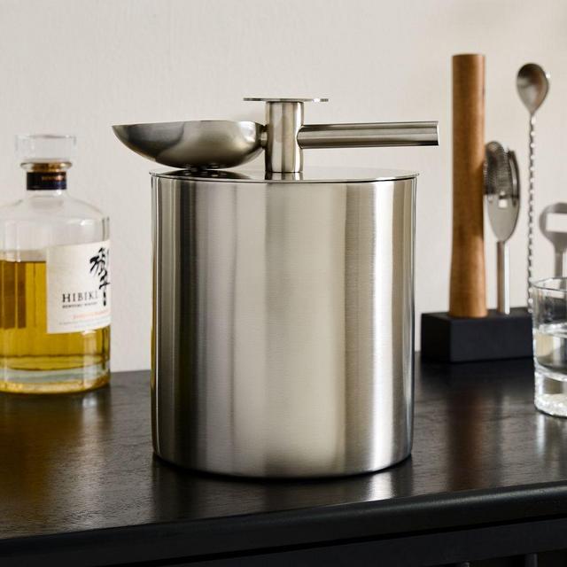 Streamline Metal Barware, Ice Bucket with Scoop, Silver