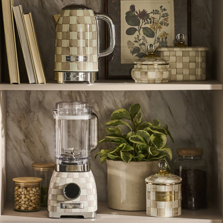 MacKenzie-Childs, Mocha Check Stainless Steel Blender | Zola