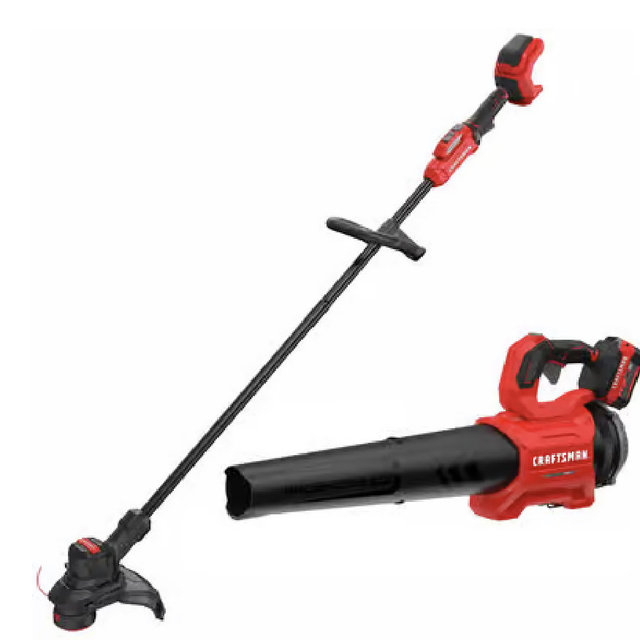 CRAFTSMAN V20 BRUSHLESS RP CMCK497P1 13 in. 20 V Battery Blower/Trimmer Kit (Battery Charger)