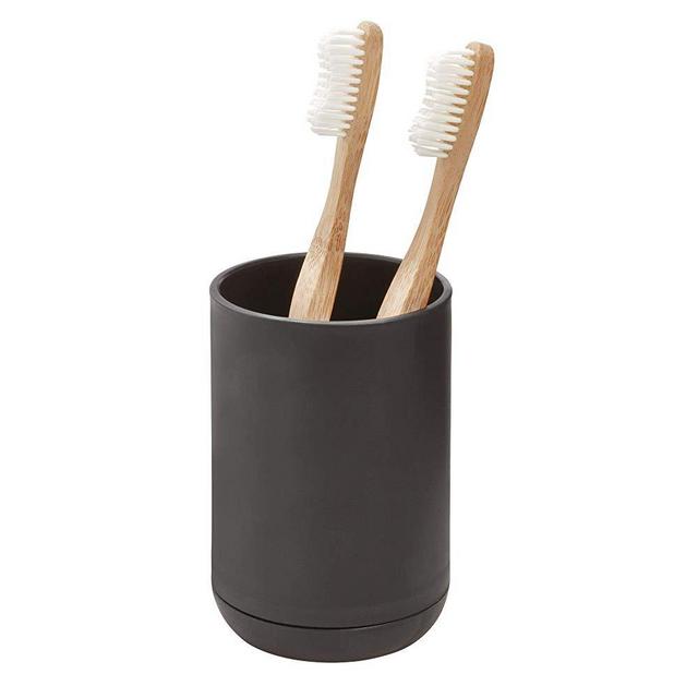 iDesign Cade Holder, Holds Normal Toothbrushes, Spin Brushes, and Toothpast, Matte Black