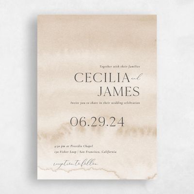 Beige Portrait Wedding Invitation - Loreto Portrait