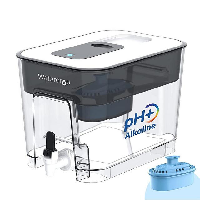 Waterdrop Alkaline Water Filter Dispenser, Large 20-Cup, Up to PH 9.5, Healthy, Clean & Toxin-Free Mineralized Alkaline Water, 100-Gallon, BPA Free, Black (1 Filter Included)