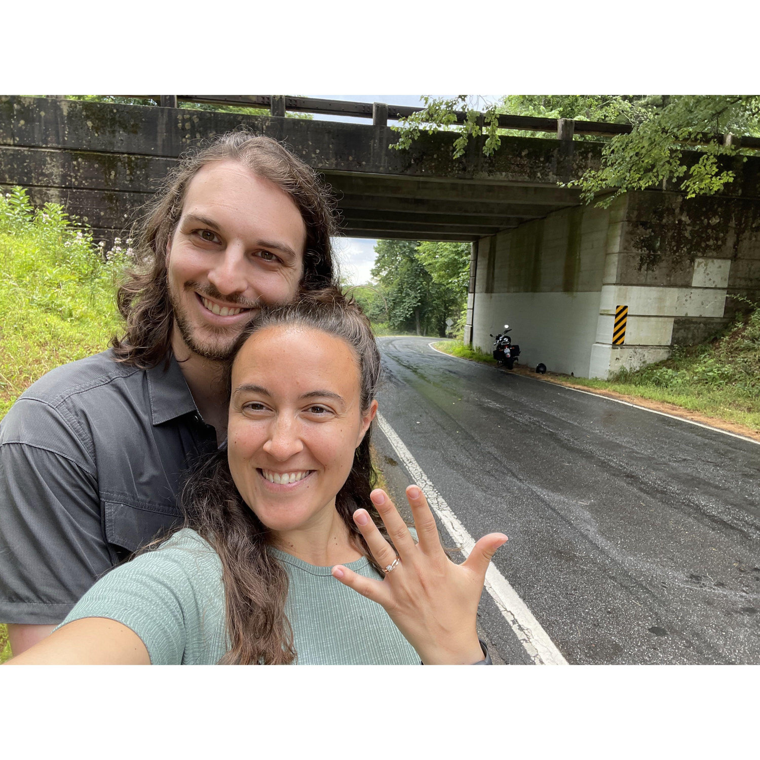 A snapshot from the day we got engaged! A perfect moment captured under the Fancy Gap bridge off the Blue Ridge Parkway in VA on July 4th.