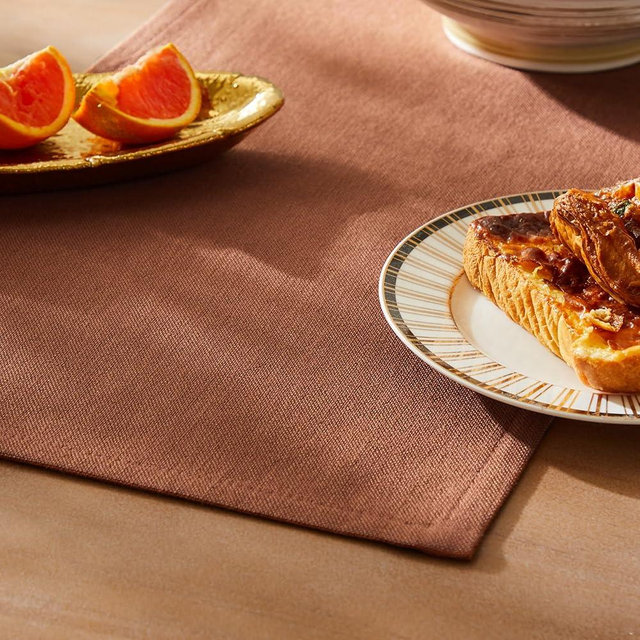 ZeeMart Rustic Cotton Linen Table Runner, 13x90 Inches Terracota, Farmhouse Style Rust Table Runners 90 Inches Long, Washable Kitchen Dining Table Decoration for Home Party Decor