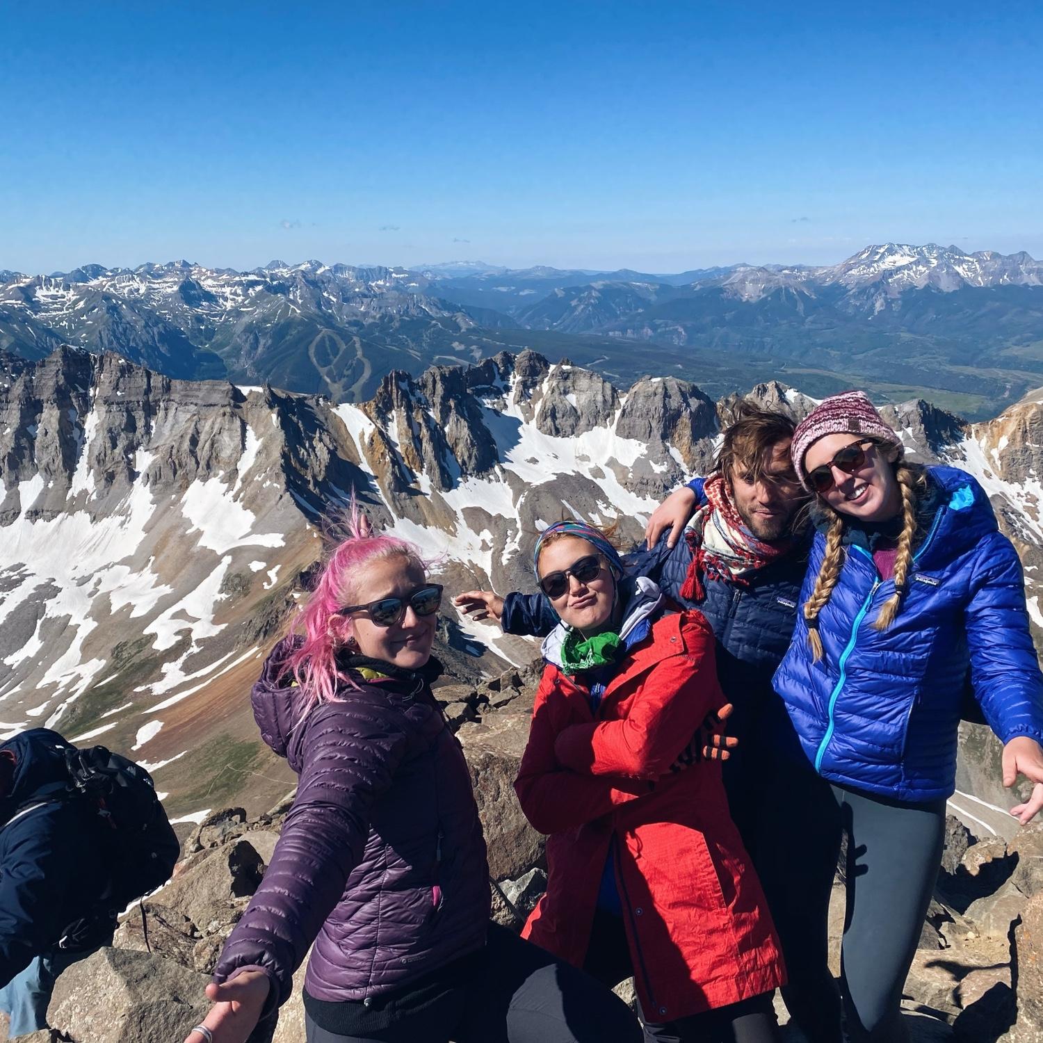 On top of Mount Sneffels with Naomi and Madison