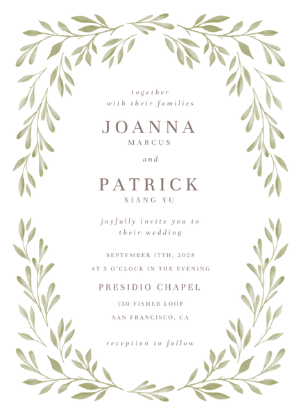 Oriana Portrait | Olive Sage | Zola Wedding Invitations
