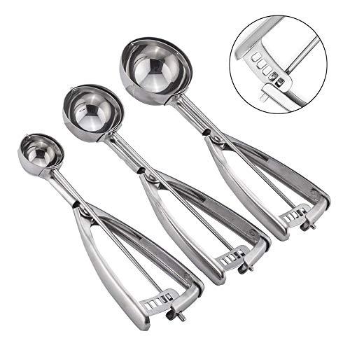 Cookie scoop set, Durable Ice Cream Scoop with Trigger,18/8 Stainless Steel