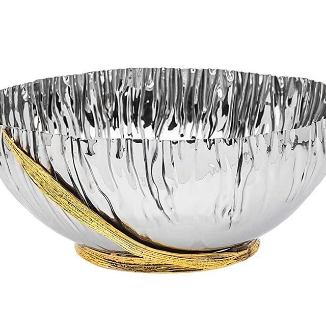 Gold Leaf Salad Soup Serving Bowl - 11"