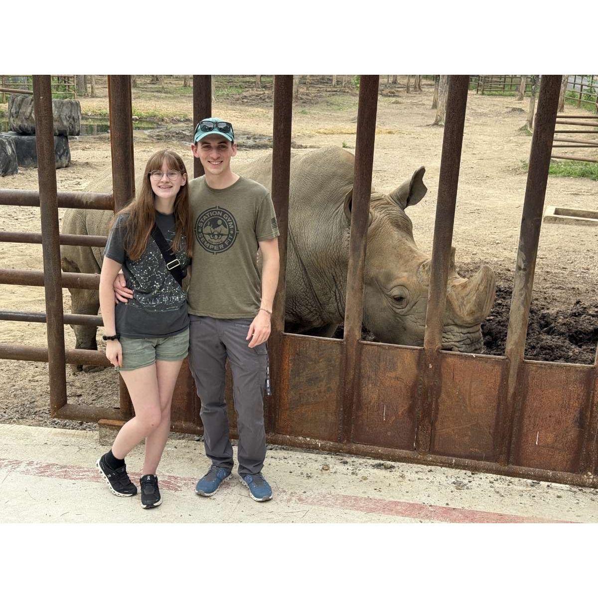 Meeting a rhino in Broken Bow!