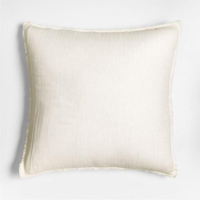 Arla 23" Eyelash Crisp White Pillow with Down-Alternative Insert
