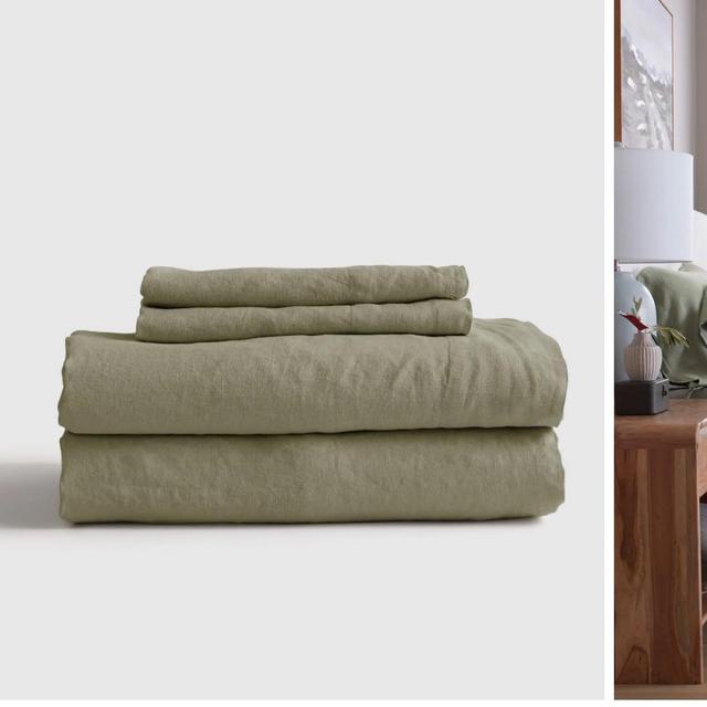 Linen Sheets | Quince - Willowleaf - Queen - with flat sheet