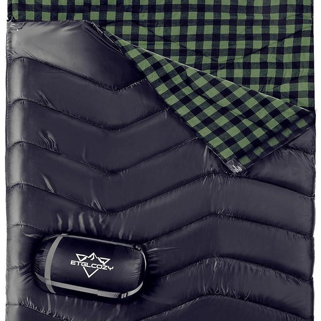 ETGLCOZY Double Sleeping Bag for Adults Kids Camping, XL Queen Size Sleeping Bags for 2 Person All Season Hiking Backpacking, Lightweight Waterproof with Compression Sack