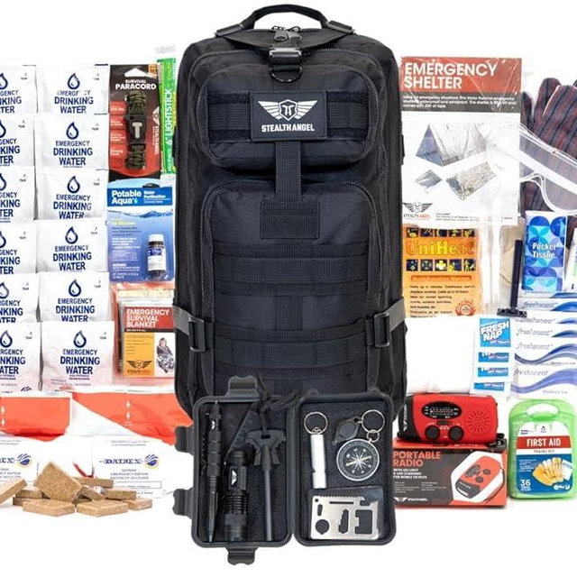Stealth Angel Survival - 72 Hour Family Emergency Kit - 1-5 Person Survival Bag for Earthquakes, Hurricanes, and Other Natural Disasters