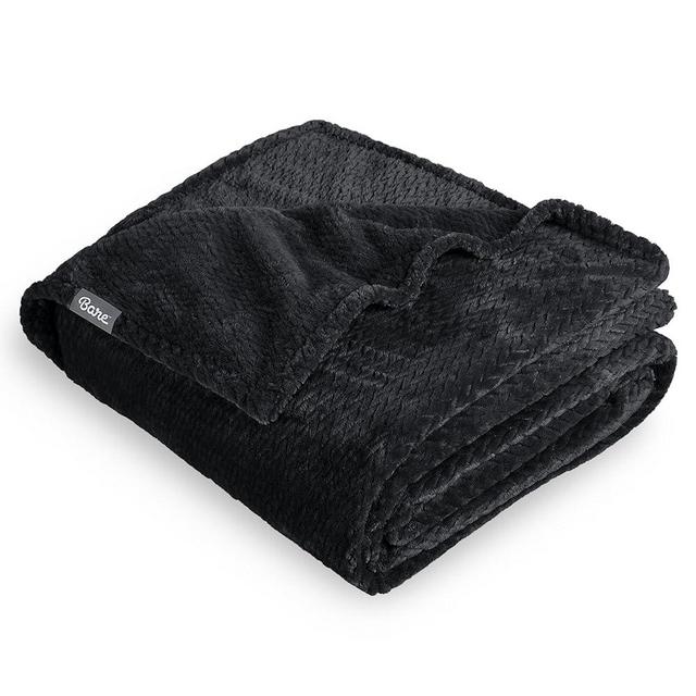 Bare Home Textured Fleece Microplush Blanket - Full/Queen - Lightweight Throw for Bed, Sofa, Couch, Movie Night, Camping, and Travel - Ultra Soft Warm Blanket (Full/Queen, Chevron Black)