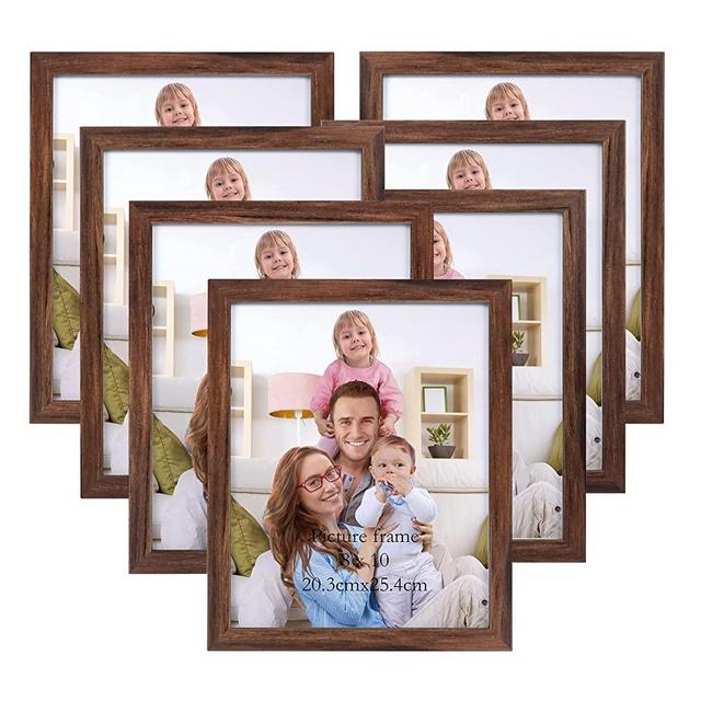 Giftgarden 8x10 Picture Frame Brown Set of 7 Rustic Walnut-Color Photo Frames 8 by 10 for Wall or Tabletop