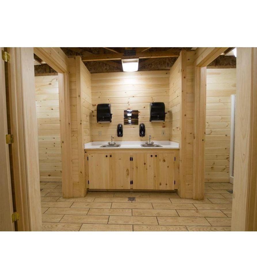 Each cabin has a double sink