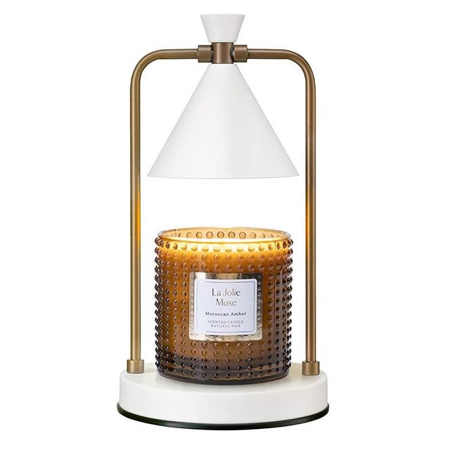 LA JOLIE MUSE Candle Warmer Lamp with Timer, Dimmable Candle Lamp, Electric Candle Melter, Compatible with Small & Large Candle, Bulb Included