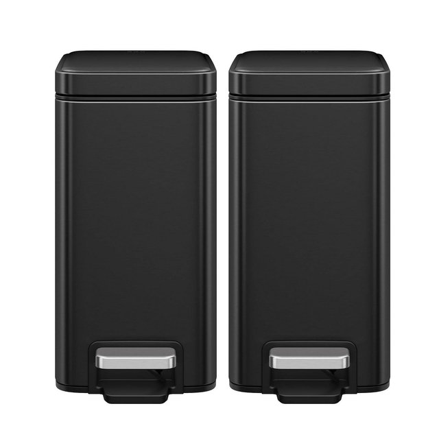 EKO 5L Genie Slim Step Trash Can Combo Matte Black Steel