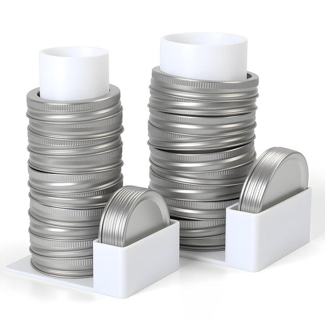 TAAMOG Mason Jar Lid Organizer and Storage, Canning Lids Holder Compatible with Regular and Wide Mouth, Holds 12 Lids&12 Rings per Pack (Set of 2) - White