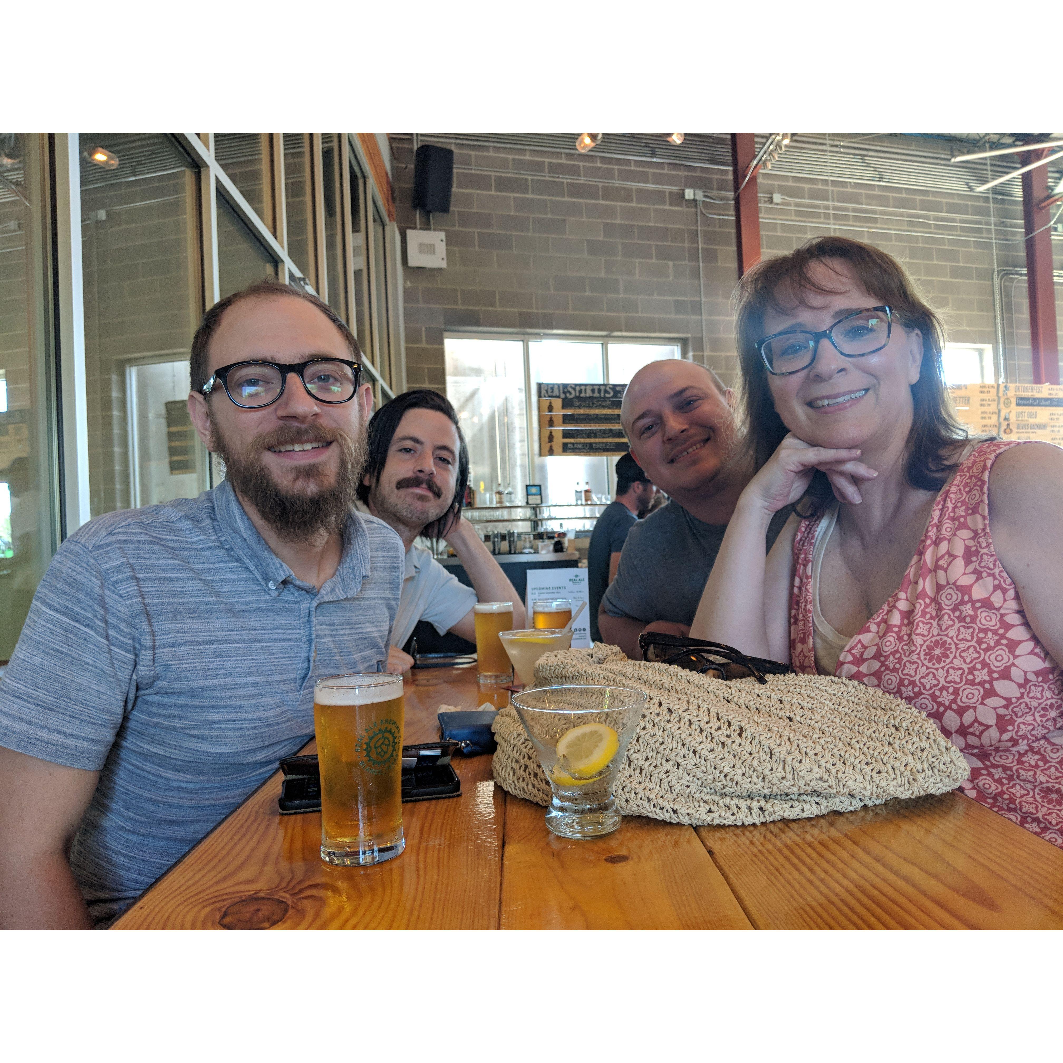 Brewery adventure with Aaron's brother Andrew and mom Marya.