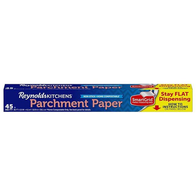 Reynolds Kitchens Stay Flat Parchment Paper with SmartGrid, 45 Square Feet