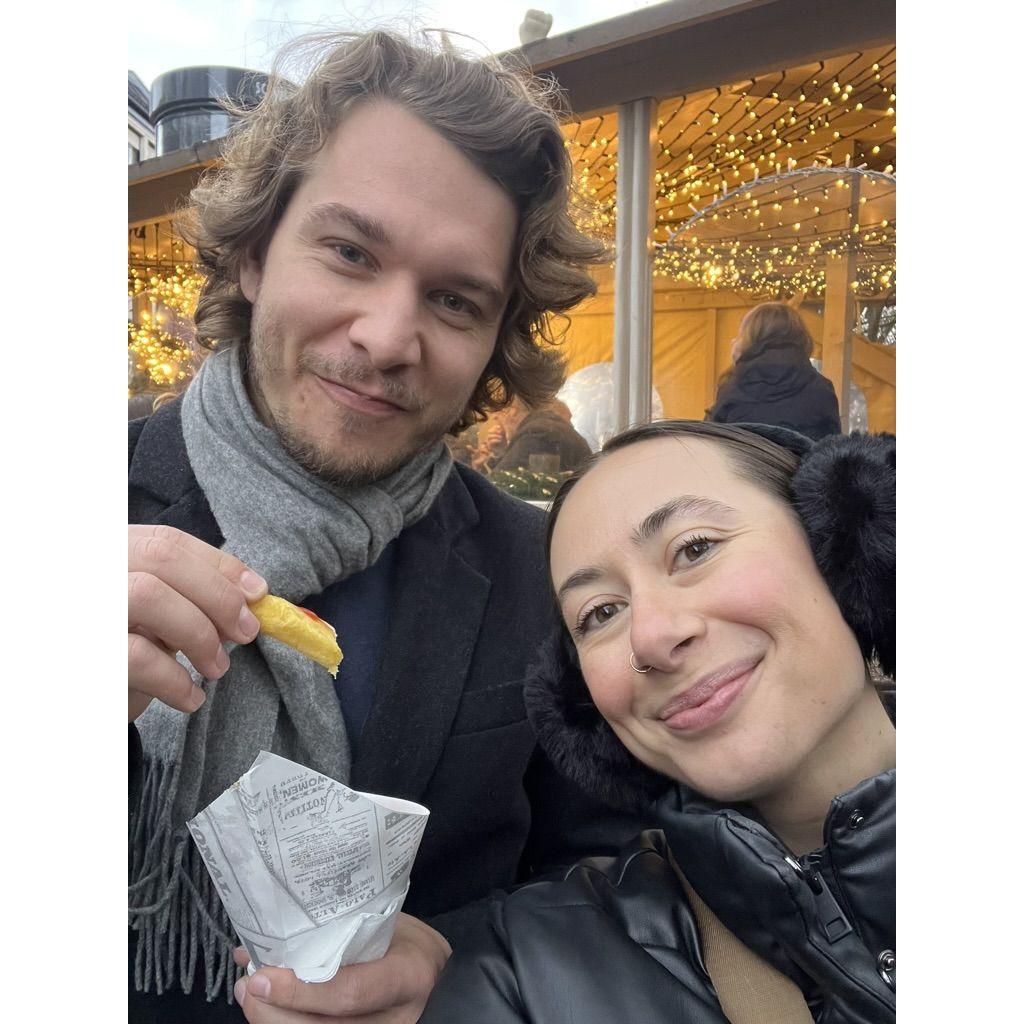 Victoria & Leo at the Christmas markets in Dusseldorf, Germany.