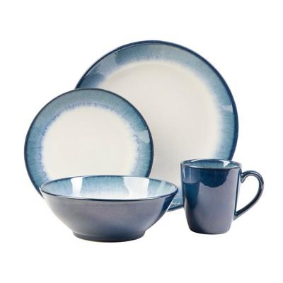 16pc Stoneware Novelle Dinnerware Set Blue - Sango