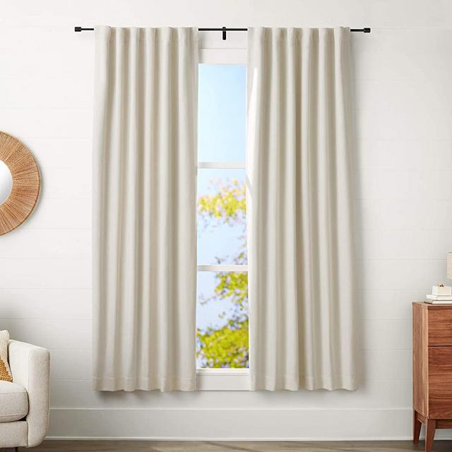 AmazonBasics 5/8-Inch Curtain Rod with Cap Finials - 48 to 88 Inch, Black