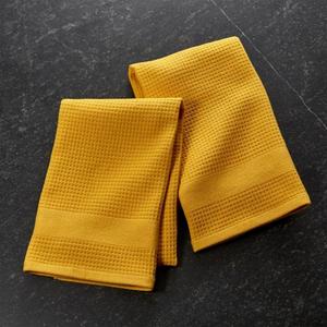 Waffle-Terry Yellow Dish Towels, Set of 2