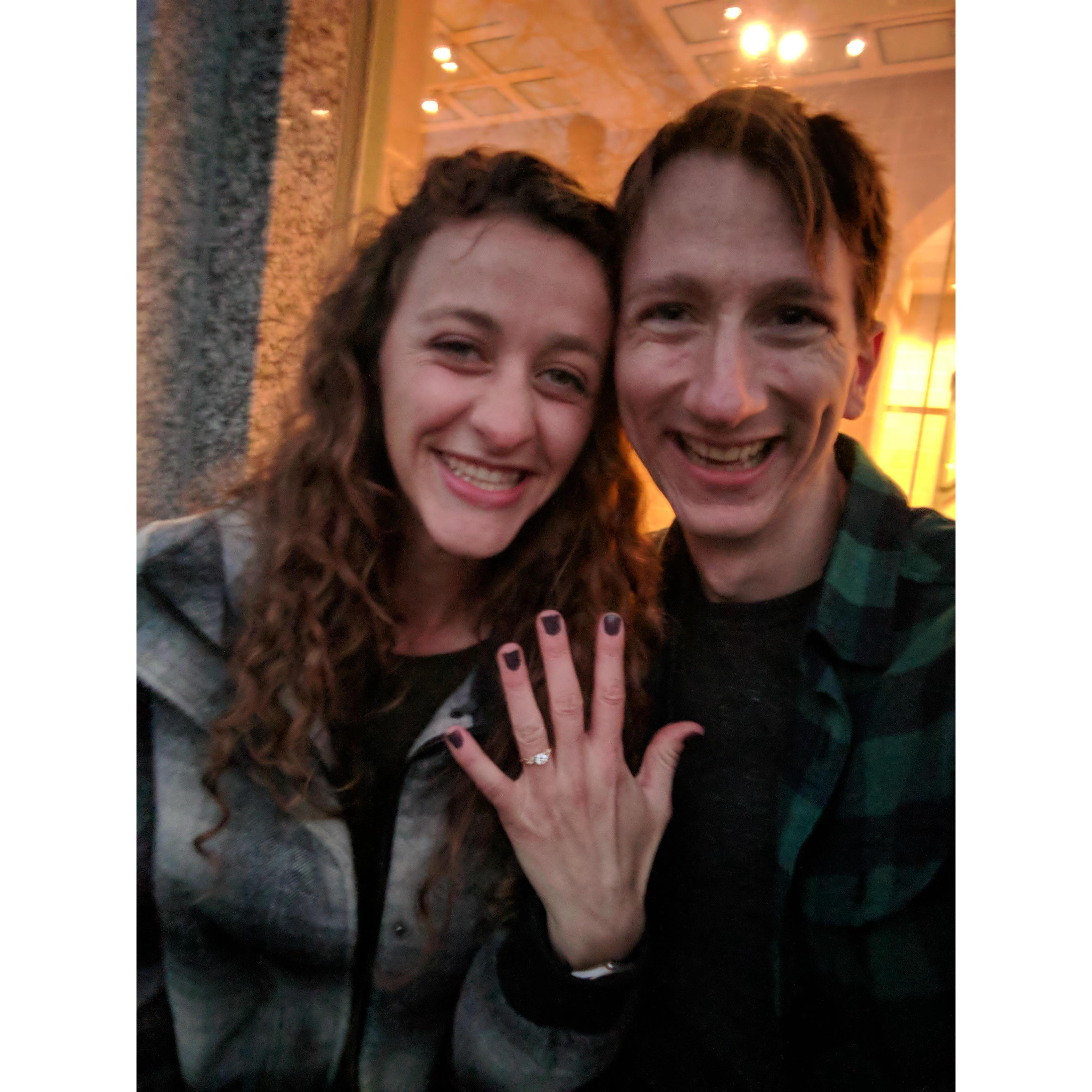 First selfie together after we got engaged!