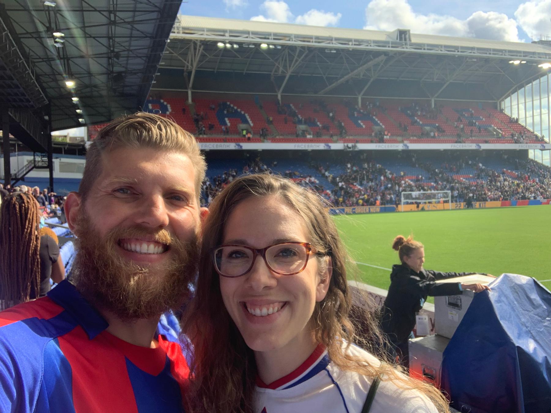 We have a mutual love for football/ “soccer” and our first game together in England