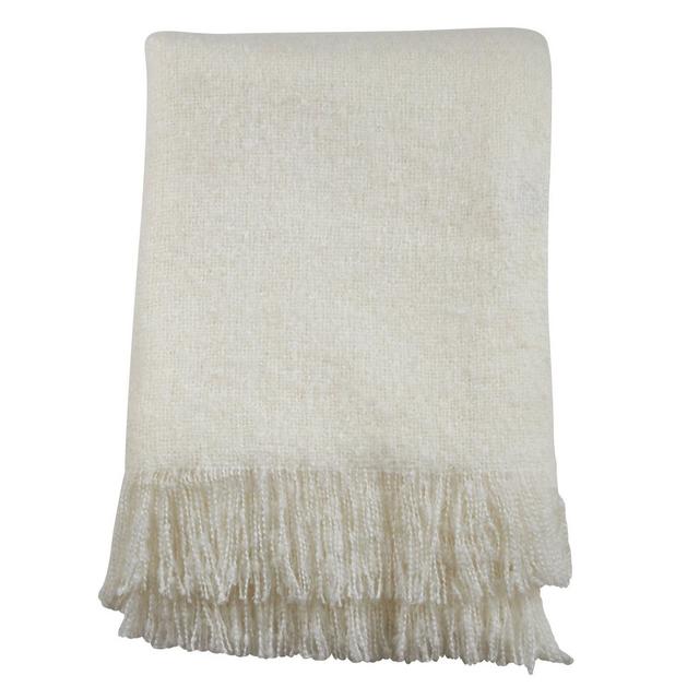 Faux Mohair Throw Blanket Ivory - Saro Lifestyle