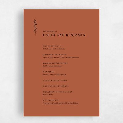 Burnt Orange Wedding Program - Rue