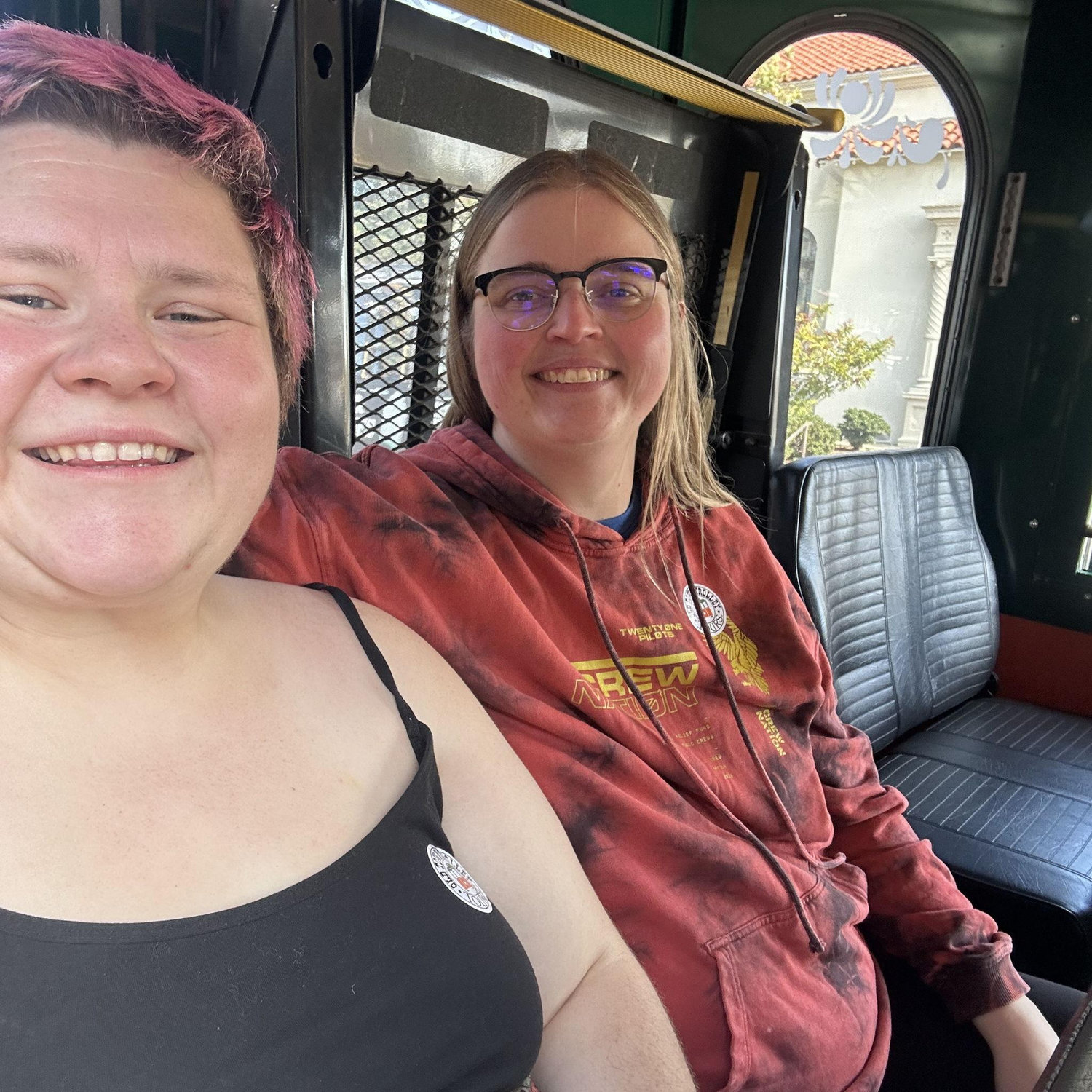 Taking the trolly tour through San Diego - a first time visit for both Noelle and Hannah!