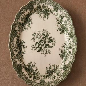 FLORAL EARTHENWARE SERVING DISH