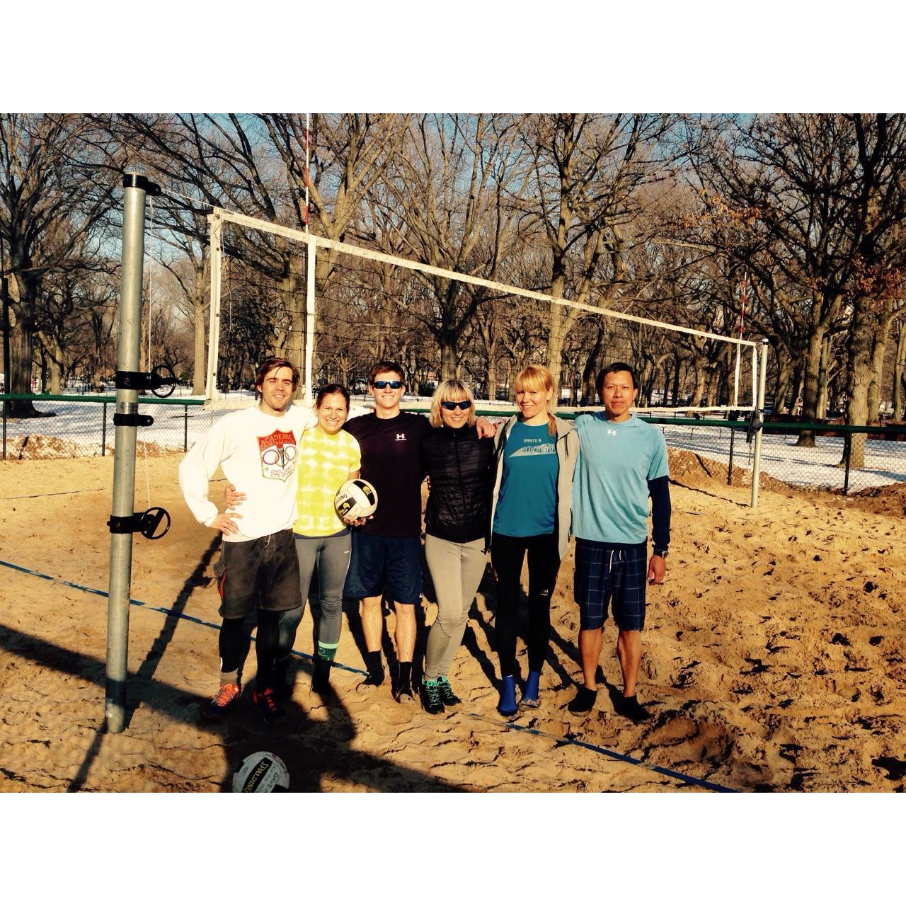 Winter beach volleyball in Central Park!