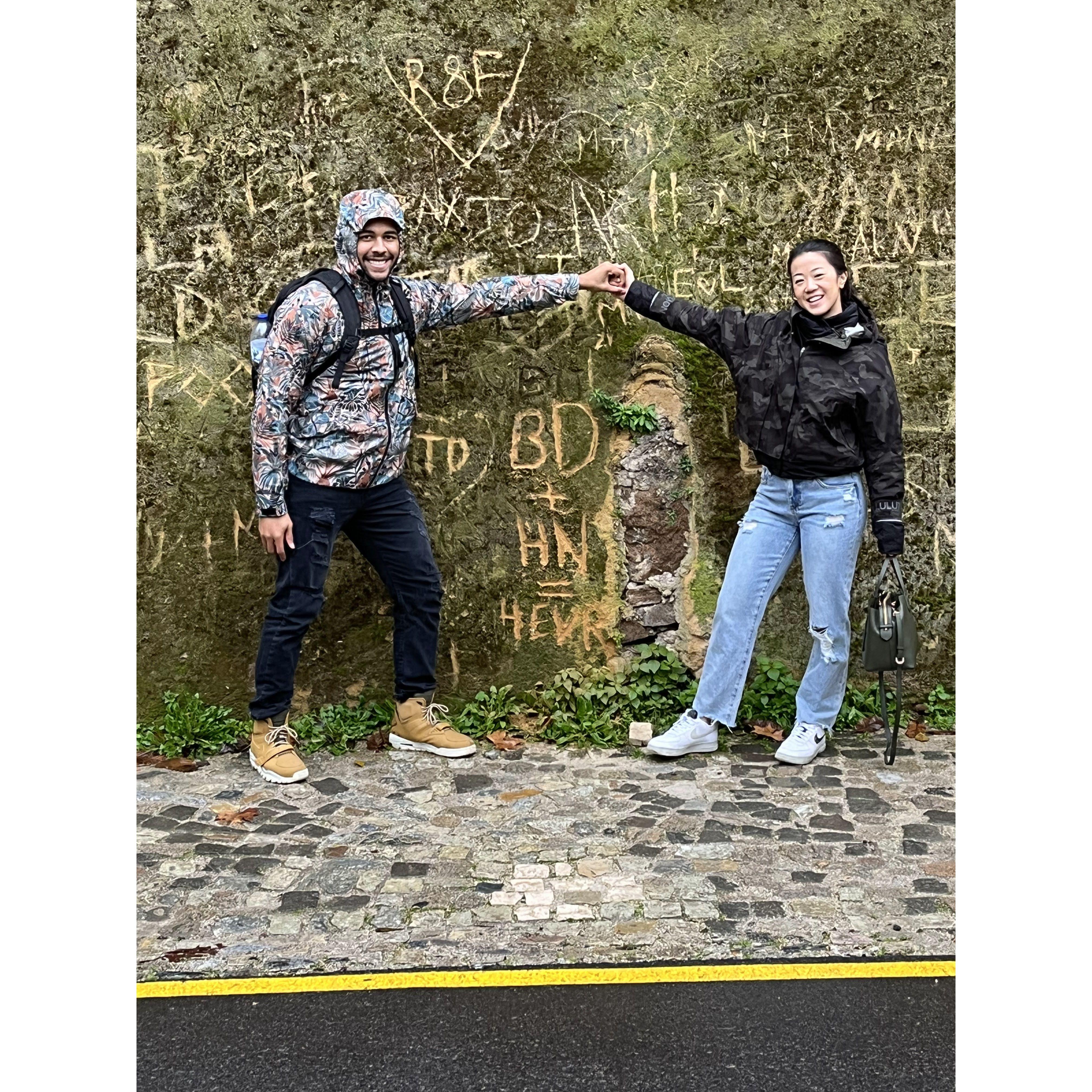Their first international trip was to Portugal. Bradley drew their initials on the wall outside of a castle and cemented their future as B&H.