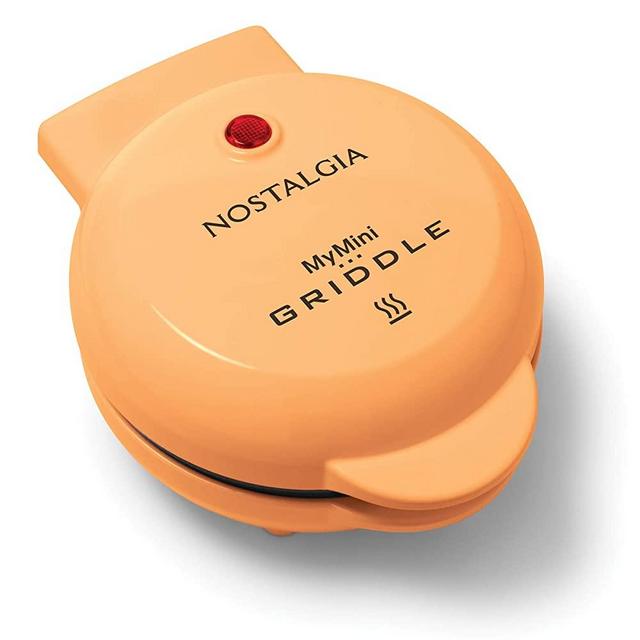 Nostalgia MGD5OR MyMini Personal Electric Griddle Perfect For Healthy Chaffles, Almond Flour Keto & Low-Carb Diets, Eggs, Omelets, Pancakes Breakfast Sandwiches, Quesadillas, Cookies, Orange