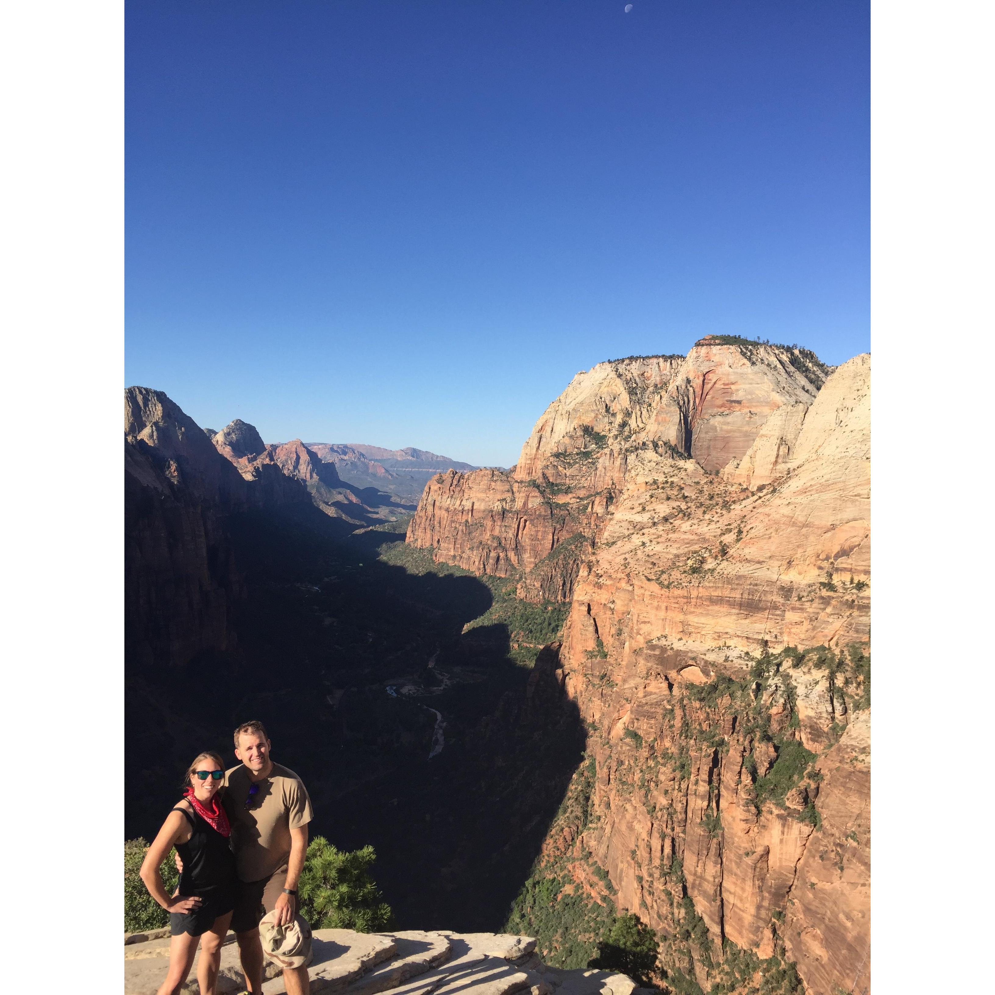 Sunrise over Angels Landing in Zion National Park
