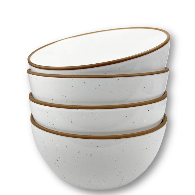 Mora Ceramic Bowls For Kitchen, 28oz - Bowl Set of 4 - For Cereal, Salad, Pasta, Soup, Dessert, Serving etc - Dishwasher, Microwave, and Oven Safe - For Breakfast, Lunch and Dinner - Vanilla White