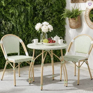 Altesa French Bistro Outdoor Dining Chairs Set of 2, All Weather Patio Dining Chairs for Indoor Outdoor (Set of 2) - Green/White